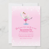 Zwaan op meerballet 2e verjaardag roze kaart (Achterkant)