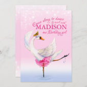 Zwaan op meerballet 2e verjaardag roze kaart (Voorkant / Achterkant)