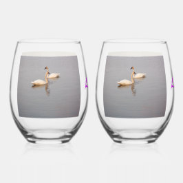 Zwaan Paar/Rozen/Liefde Stemless wijnglazen Wijnglas Zonder Voet