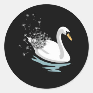 Zwaan paardenbloem T-shirt Ronde Sticker