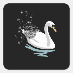 Zwaan paardenbloem T-shirt Vierkante Sticker