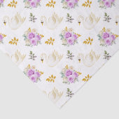 Zwaan Paarse en gouden bloemige Rozen Tissuepapier (Detail)