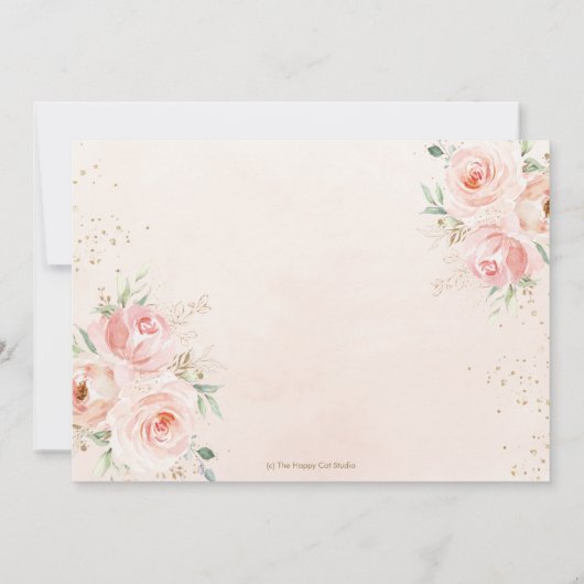 Zwaan Prinses Blush Roze Bloemen 1e Verjaardag Fot Kaart (Achterkant)