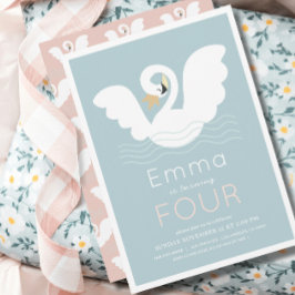 zwaan prinses modern blauw meisje verjaardag kaart