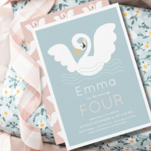 zwaan prinses modern blauw meisje verjaardag kaart