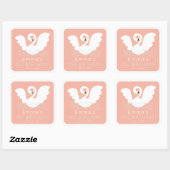 zwaan prinses modern roze meisje verjaardag vierkante sticker (Vel)