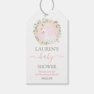 Zwaan Prinses Roze Baby shower Gift Label Cadeaulabel