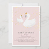 Zwaan Prinses Roze Baby shower Kaart (Voorkant)