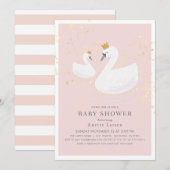 Zwaan Prinses Roze Baby shower Kaart (Voorkant / Achterkant)