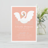 Zwaan Prinses Roze Modern Meisje Baby shower Kaart (Staand voorkant)