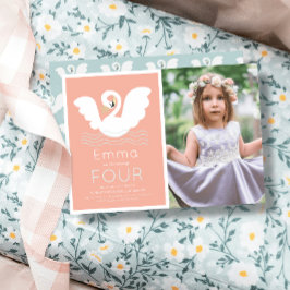 Zwaan Prinses Roze Modern Meisje Verjaardag Foto Kaart