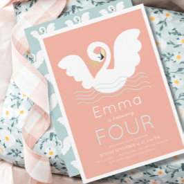 zwaan prinses roze modern meisje verjaardag kaart