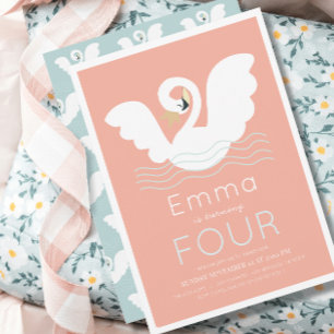 zwaan prinses roze modern meisje verjaardag kaart