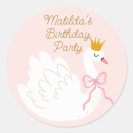 Zwaan Prinses Verjaardag Ronde Sticker