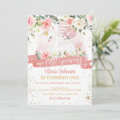 Zwaan Prinses Verjaardag Uitnodiging met Ballonnen (Staand voorkant)