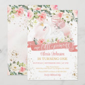 Zwaan Prinses Verjaardag Uitnodiging met Ballonnen (Voorkant / Achterkant)