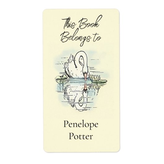  Zwaan Reflectie Gekleurd Boek Bord Etiket (Voorkant)