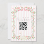 Zwaan Roze Bow Bloemen Rozen Baby shower Uitnodigi Kaart (Achterkant)