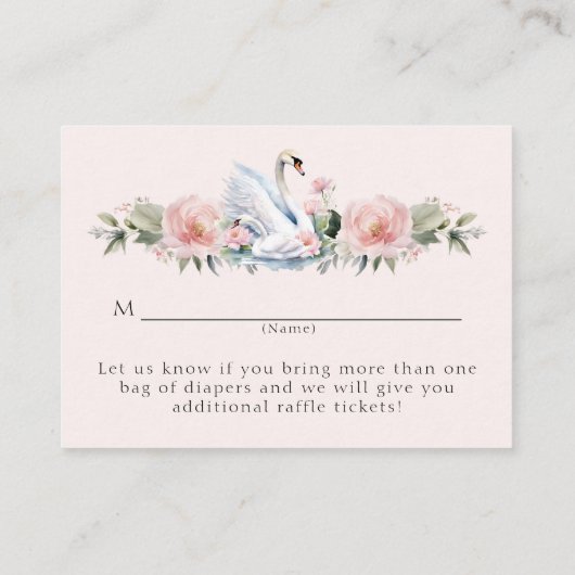 Zwaan Roze Lint Elegant Bloemmeisje Baby shower Informatiekaartje (Achterkant)