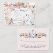 Zwaan Roze Lint Elegant Bloemmeisje Baby shower Informatiekaartje (Voorkant / Achterkant)