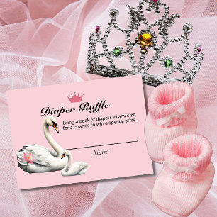 Zwaan Roze Lotus Bloemen Baby shower Luier Raffle Informatiekaartje