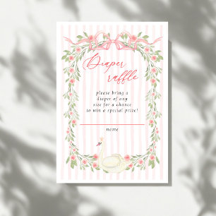 Zwaan Roze Strik Bloemrozen Baby Shower Kaart