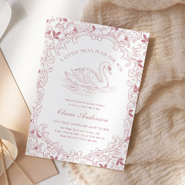 Zwaan Roze Toile Meisje Baby Shower Kaart