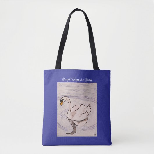 Zwaan - Sterkte verpakt in schoonheid Deep Blue Tote Bag (Voorkant)