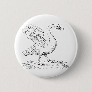 Zwaan Symbool van Liefde en Trouw Kunst Ronde Button 5,7 Cm
