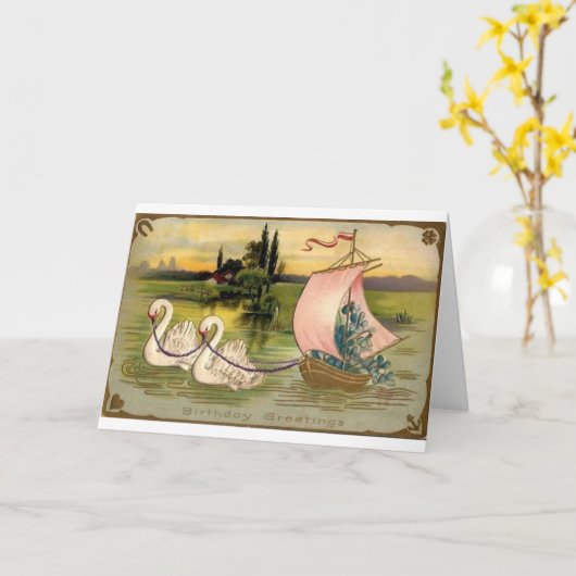  Zwaan Verjaardag Kaart (Gele Bloem)