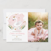 Zwaan Verjaardag Uitnodiging Meisje Prinses Roze G (Voorkant)