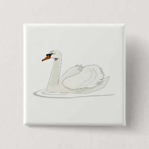Zwaan Vierkante Button 5,1 Cm