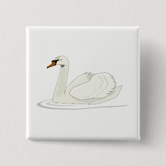 Zwaan Vierkante Button 5,1 Cm (Voorkant)