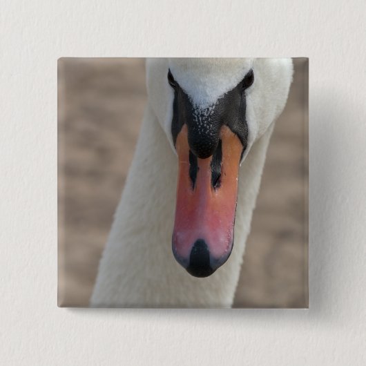 Zwaan Vierkante Button 5,1 Cm (Voorkant)