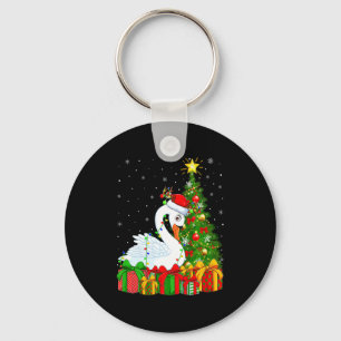 Zwaan Vogel Kerstvakantie Kerstman Zwaan Kerstboom Sleutelhanger
