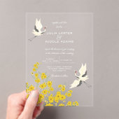 Zwaan Vogels Paradijs Lente Bloemen Bruiloft Acryl Uitnodigingen (Insitu (Draagbaar))