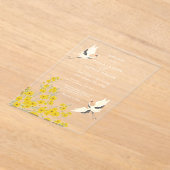 Zwaan Vogels Paradijs Lente Bloemen Bruiloft Acryl Uitnodigingen (Laagn)