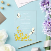 Zwaan Vogels Paradijs Lente Bloemen Bruiloft Acryl Uitnodigingen (Insitu (Huwelijk))