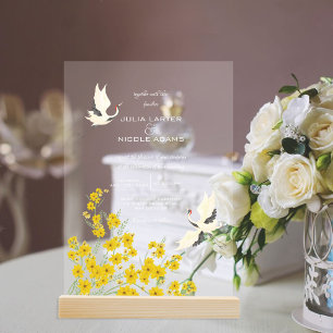 Zwaan Vogels Paradijs Lente Bloemen Bruiloft Acryl Uitnodigingen