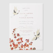 Zwaan Vogels Paradijs Lente Bloemen Bruiloft Vellum Uitnodigingen (Voorkant)