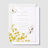 Zwaan Vogels Paradijs Lente Bloemen Bruiloft Vellum Uitnodigingen (Offset)