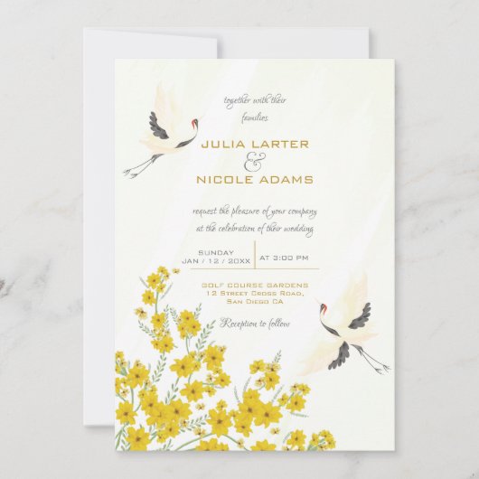 Zwaan Vogels Paradijs Soring Bloemen Bruiloft Kaart (Voorkant)