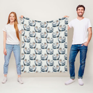 Zwaan Vogels Patroon Ontwerp op Wit Fleece Deken