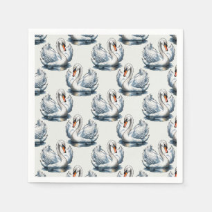 Zwaan Vogels Patroon Ontwerp op Wit Servet