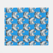 Zwaan Vogels Patroonontwerp Op Blauwe Fleece Deken (Voorkant (Horizontaal))