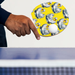 Zwaan Vogels Patroonontwerp Op Geel  Tafeltennisbatje