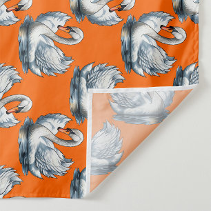Zwaan Vogels Patroonontwerp op Oranje  Stof