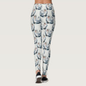 Zwaan Vogels Patroonontwerp op Wit Leggings (Achterkant)