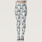 Zwaan Vogels Patroonontwerp op Wit Leggings (Voorkant)