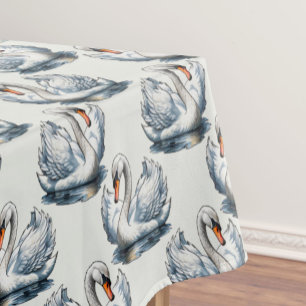 Zwaan Vogels Patroonontwerp op Wit Tafelkleed
